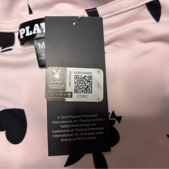 BNWT PLAYBOY LACE TRIM PAJAMA ROMPER PINK - Picture 10 of 11